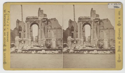 Stereographische Ansicht der Ruinen in der Washington Street nach dem Chicagoer Brand von 1871